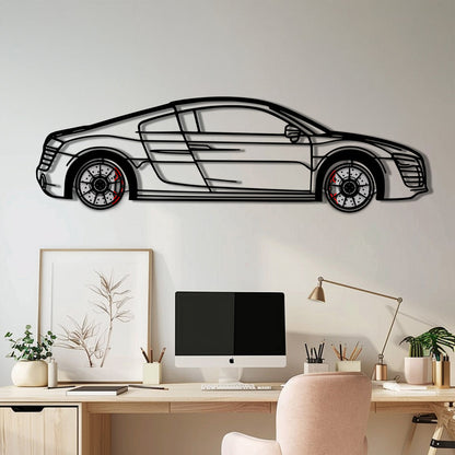 Audi R8 Metal Car Wall Art with Rotating Wheels - Exotic Supercar Silhouette Decor - Interactive Automotive Wall Art KAFMEKA096 - Tampa Home & Garden Store