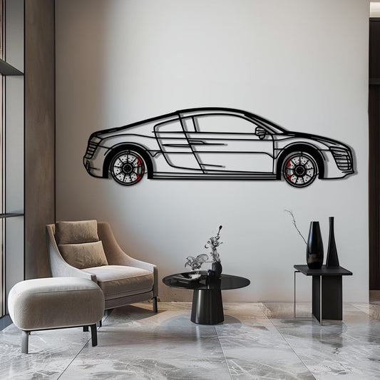 Audi R8 Metal Car Wall Art with Rotating Wheels - Exotic Supercar Silhouette Decor - Interactive Automotive Wall Art KAFMEKA096 - Tampa Home & Garden Store