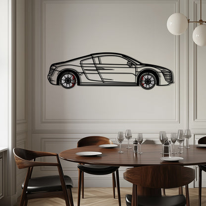 Audi R8 Metal Car Wall Art with Rotating Wheels - Exotic Supercar Silhouette Decor - Interactive Automotive Wall Art KAFMEKA096 - Tampa Home & Garden Store