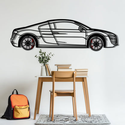 Audi R8 Metal Car Wall Art with Rotating Wheels - Exotic Supercar Silhouette Decor - Interactive Automotive Wall Art KAFMEKA096 - Tampa Home & Garden Store