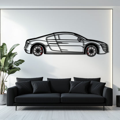 Audi R8 Metal Car Wall Art with Rotating Wheels - Exotic Supercar Silhouette Decor - Interactive Automotive Wall Art KAFMEKA096 - Tampa Home & Garden Store