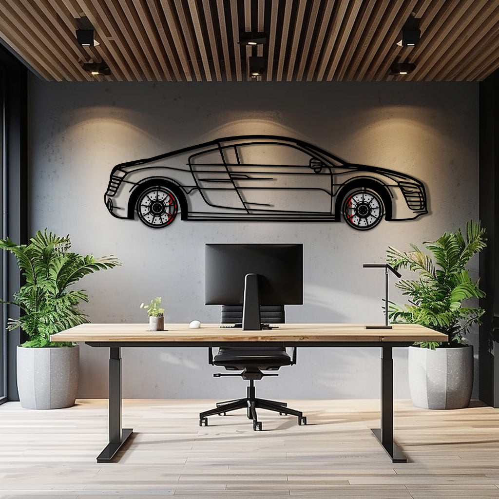 Audi R8 Metal Car Wall Art with Rotating Wheels - Exotic Supercar Silhouette Decor - Interactive Automotive Wall Art KAFMEKA096 - Tampa Home & Garden Store