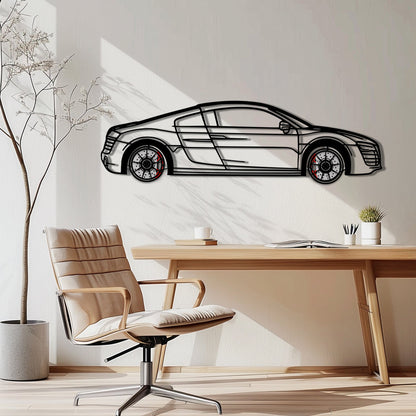 Audi R8 Metal Car Wall Art with Rotating Wheels - Exotic Supercar Silhouette Decor - Interactive Automotive Wall Art KAFMEKA096 - Tampa Home & Garden Store