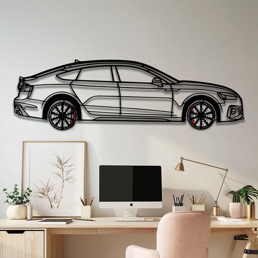 Audi RS5 Metal Car Wall Art with Rotating Wheels - Performance Sportback Silhouette Decor - Interactive Automotive Wall Art - KAFMEKA097 - Tampa Home & Garden Store
