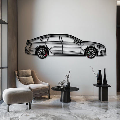 Audi RS5 Metal Car Wall Art with Rotating Wheels - Performance Sportback Silhouette Decor - Interactive Automotive Wall Art - KAFMEKA097 - Tampa Home & Garden Store
