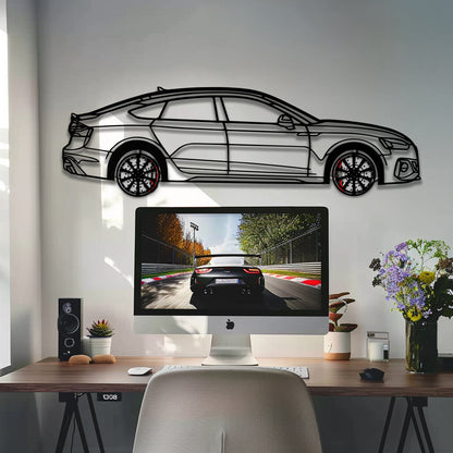 Audi RS5 Metal Car Wall Art with Rotating Wheels - Performance Sportback Silhouette Decor - Interactive Automotive Wall Art - KAFMEKA097 - Tampa Home & Garden Store