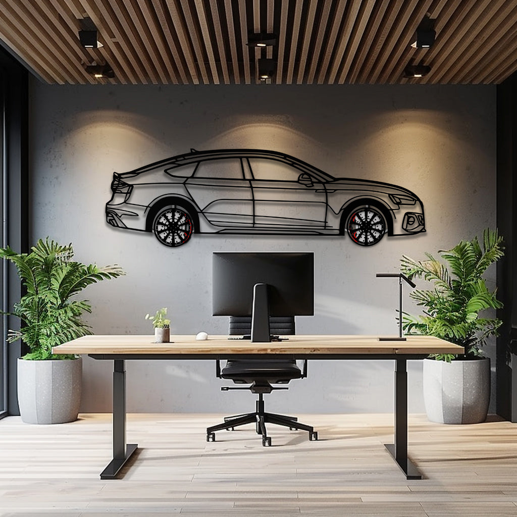 Audi RS5 Metal Car Wall Art with Rotating Wheels - Performance Sportback Silhouette Decor - Interactive Automotive Wall Art - KAFMEKA097 - Tampa Home & Garden Store