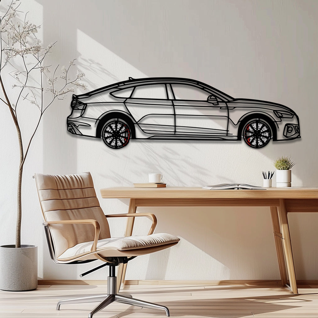 Audi RS5 Metal Car Wall Art with Rotating Wheels - Performance Sportback Silhouette Decor - Interactive Automotive Wall Art - KAFMEKA097 - Tampa Home & Garden Store