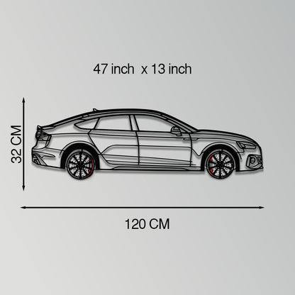 Audi RS5 Metal Car Wall Art with Rotating Wheels - Performance Sportback Silhouette Decor - Interactive Automotive Wall Art - KAFMEKA097 - Tampa Home & Garden Store
