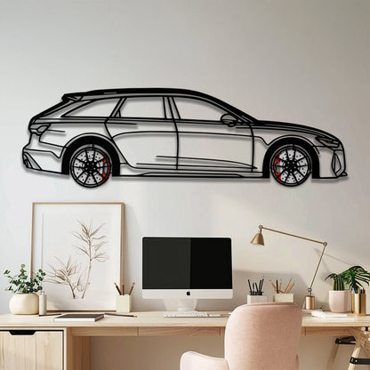 Audi RS6 Avant Metal Car Wall Art with Rotating Wheels - Super Wagon Silhouette Decor - Interactive Automotive Wall Art - KAFMEKA098 - Tampa Home & Garden Store