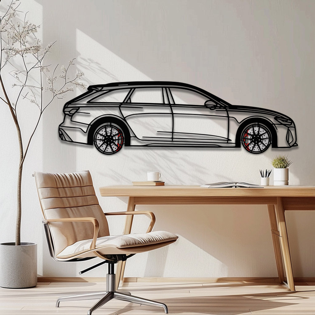 Audi RS6 Avant Metal Car Wall Art with Rotating Wheels - Super Wagon Silhouette Decor - Interactive Automotive Wall Art - KAFMEKA098 - Tampa Home & Garden Store