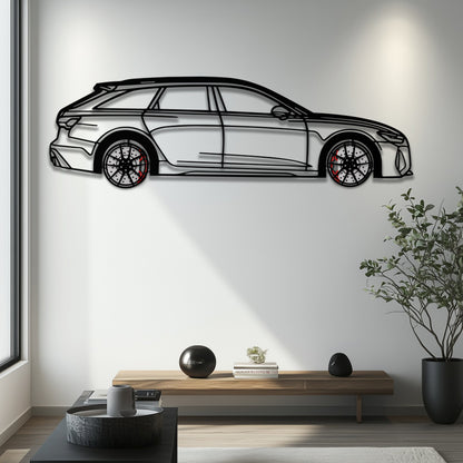 Audi RS6 Avant Metal Car Wall Art with Rotating Wheels - Super Wagon Silhouette Decor - Interactive Automotive Wall Art - KAFMEKA098 - Tampa Home & Garden Store