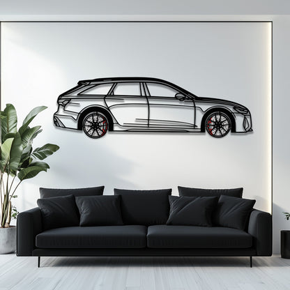 Audi RS6 Avant Metal Car Wall Art with Rotating Wheels - Super Wagon Silhouette Decor - Interactive Automotive Wall Art - KAFMEKA098 - Tampa Home & Garden Store