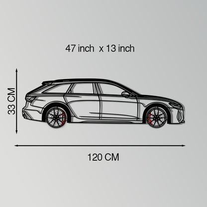 Audi RS6 Avant Metal Car Wall Art with Rotating Wheels - Super Wagon Silhouette Decor - Interactive Automotive Wall Art - KAFMEKA098 - Tampa Home & Garden Store
