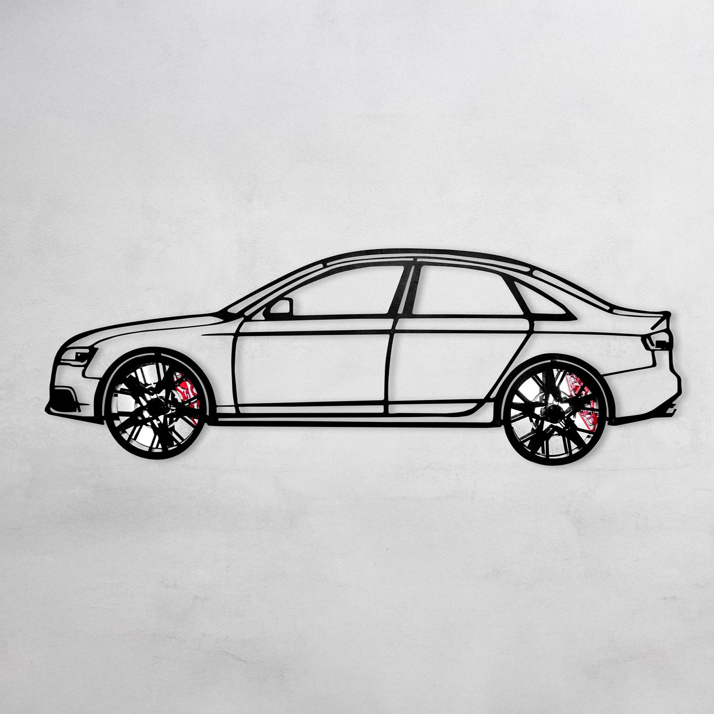 Audi S4 Wall Art – Steel Silhouette with Spinning Wheels -KAFMEKA011 - Tampa Home & Garden Store