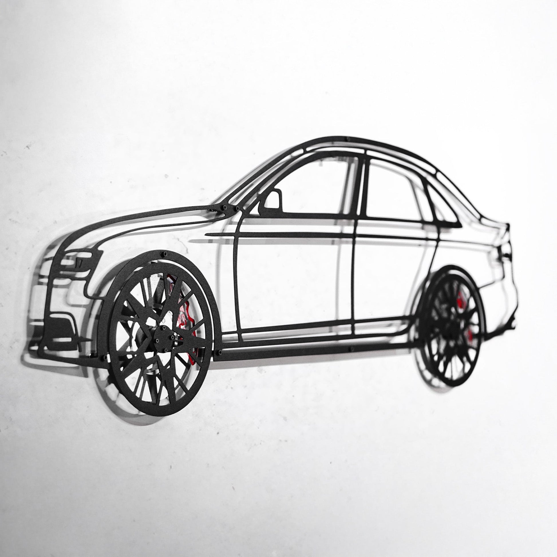 Audi S4 Wall Art – Steel Silhouette with Spinning Wheels -KAFMEKA011 - Tampa Home & Garden Store