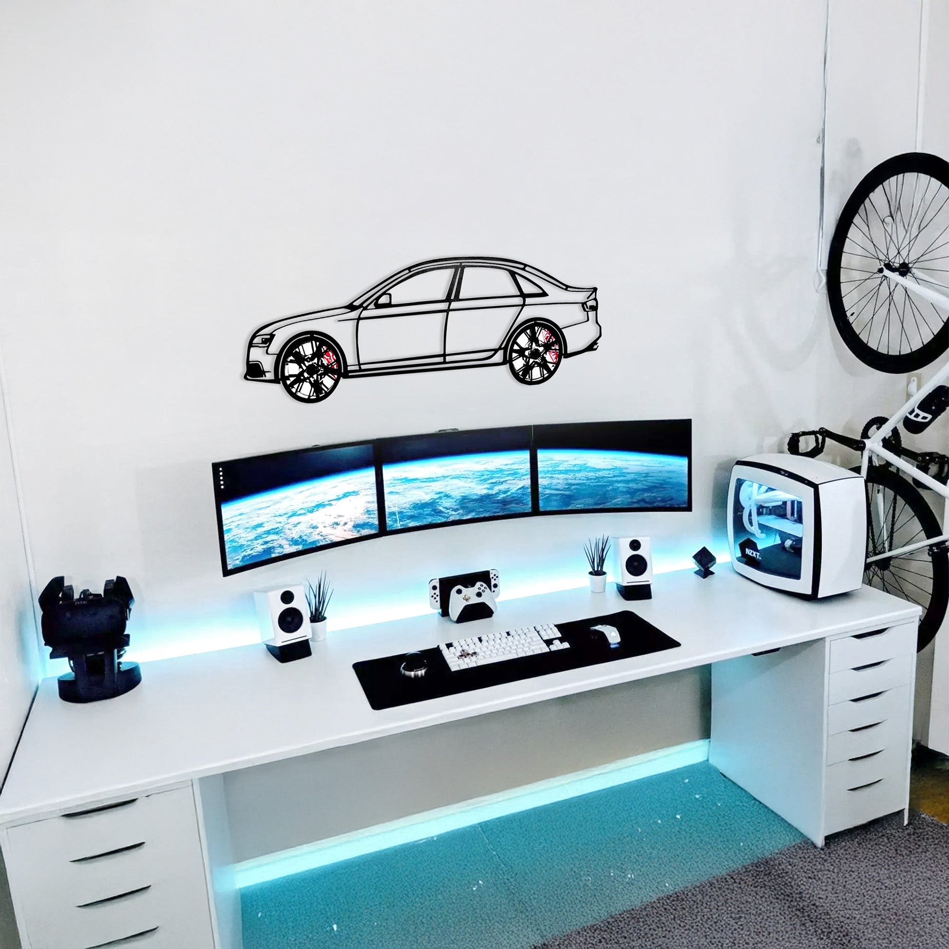 Audi S4 Wall Art – Steel Silhouette with Spinning Wheels -KAFMEKA011 - Tampa Home & Garden Store