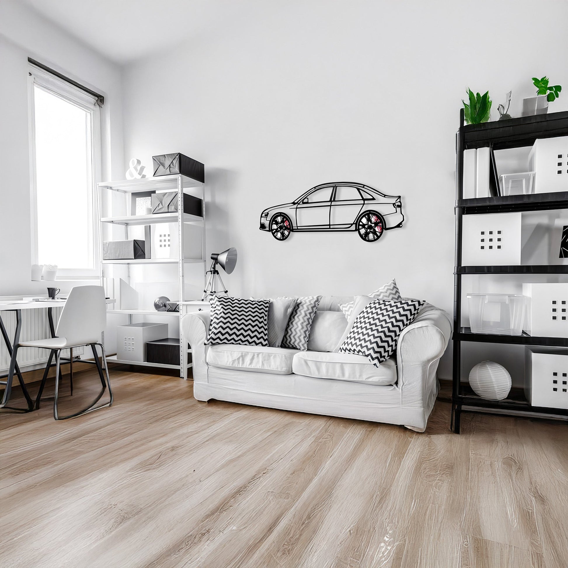 Audi S4 Wall Art – Steel Silhouette with Spinning Wheels -KAFMEKA011 - Tampa Home & Garden Store