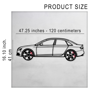 Audi S4 Wall Art – Steel Silhouette with Spinning Wheels -KAFMEKA011 - Tampa Home & Garden Store