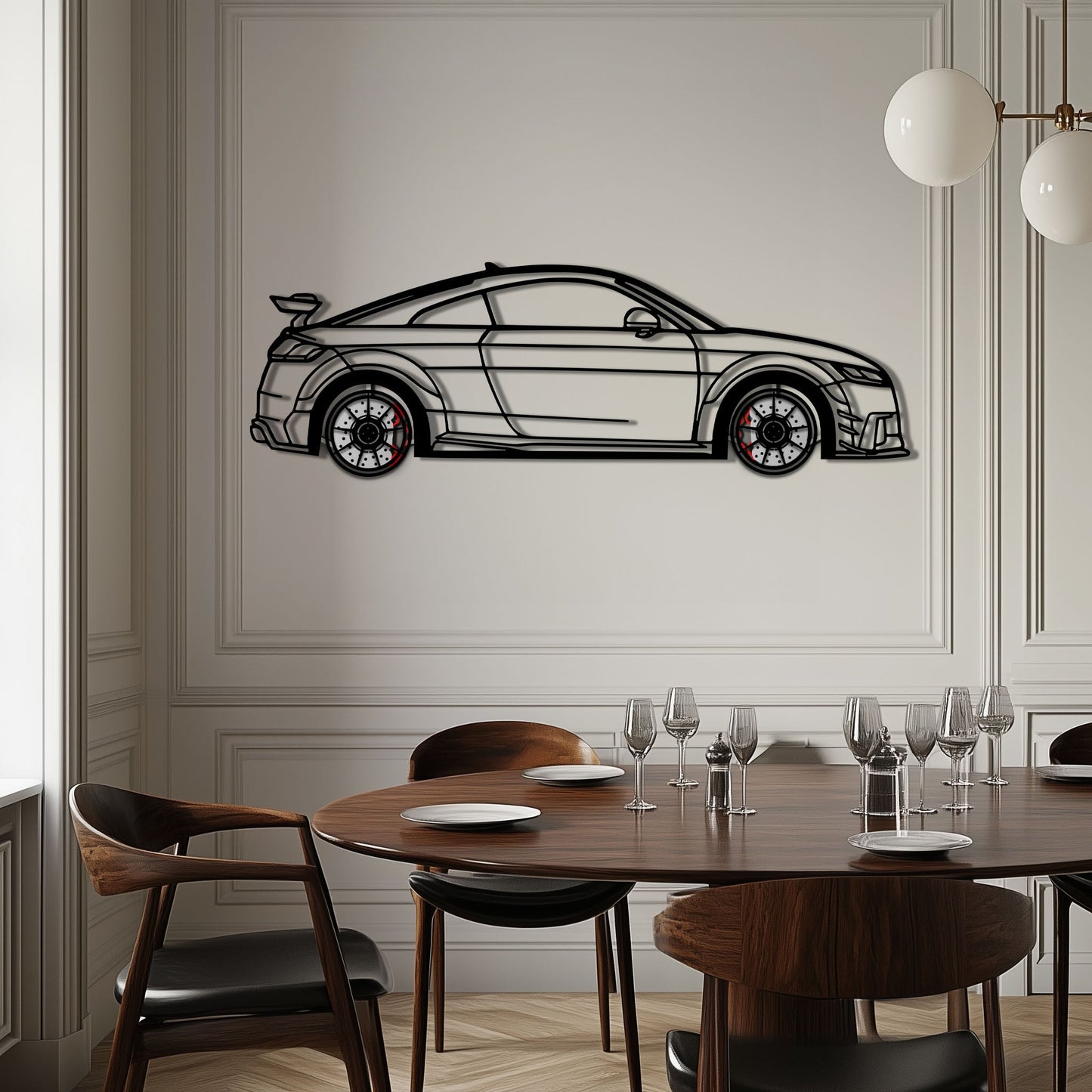 Audi TT Metal Car Wall Art with Rotating Wheels - Iconic Sports Coupe Silhouette Decor - Interactive Automotive Wall Art- KAFMEKA099 - Tampa Home & Garden Store