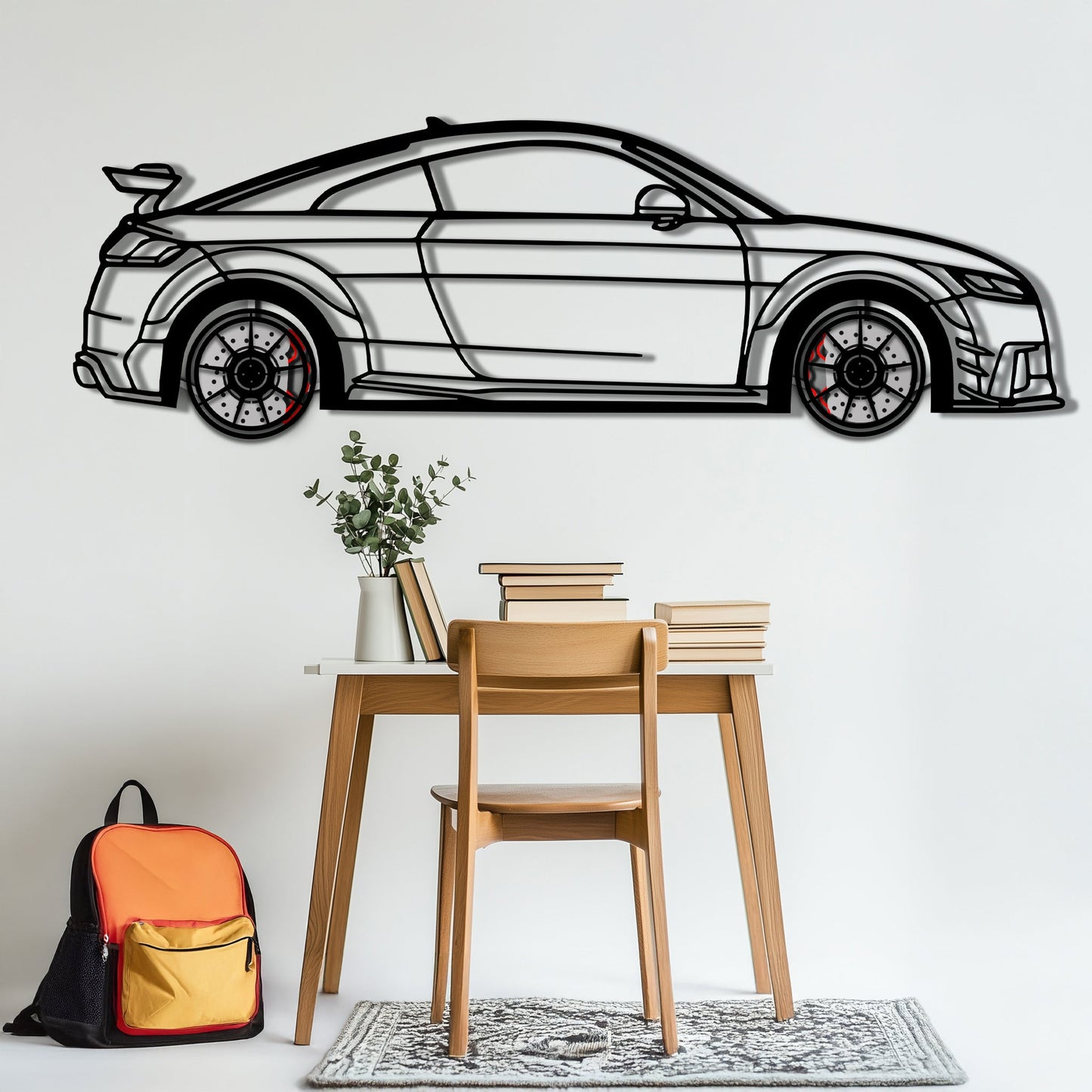Audi TT Metal Car Wall Art with Rotating Wheels - Iconic Sports Coupe Silhouette Decor - Interactive Automotive Wall Art- KAFMEKA099 - Tampa Home & Garden Store
