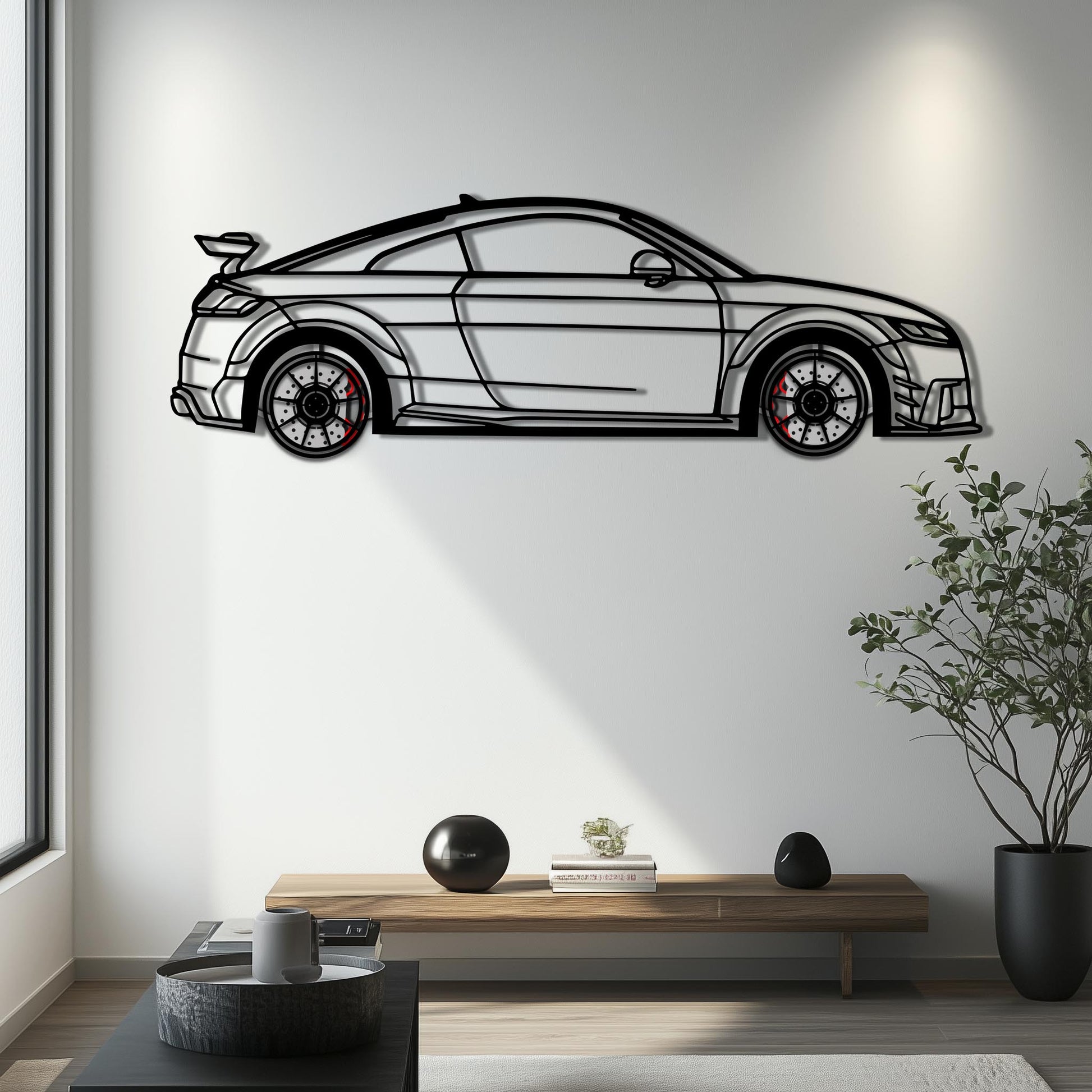 Audi TT Metal Car Wall Art with Rotating Wheels - Iconic Sports Coupe Silhouette Decor - Interactive Automotive Wall Art- KAFMEKA099 - Tampa Home & Garden Store