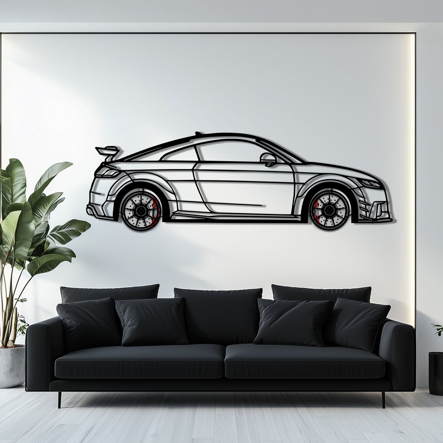 Audi TT Metal Car Wall Art with Rotating Wheels - Iconic Sports Coupe Silhouette Decor - Interactive Automotive Wall Art- KAFMEKA099 - Tampa Home & Garden Store