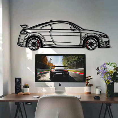 Audi TT Metal Car Wall Art with Rotating Wheels - Iconic Sports Coupe Silhouette Decor - Interactive Automotive Wall Art- KAFMEKA099 - Tampa Home & Garden Store