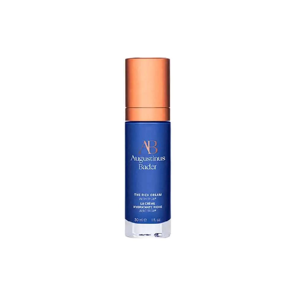 Augustinus Bader The Rich Cream facial moisturizer bottle in blue with copper cap on Tampa Home & Garden Store
