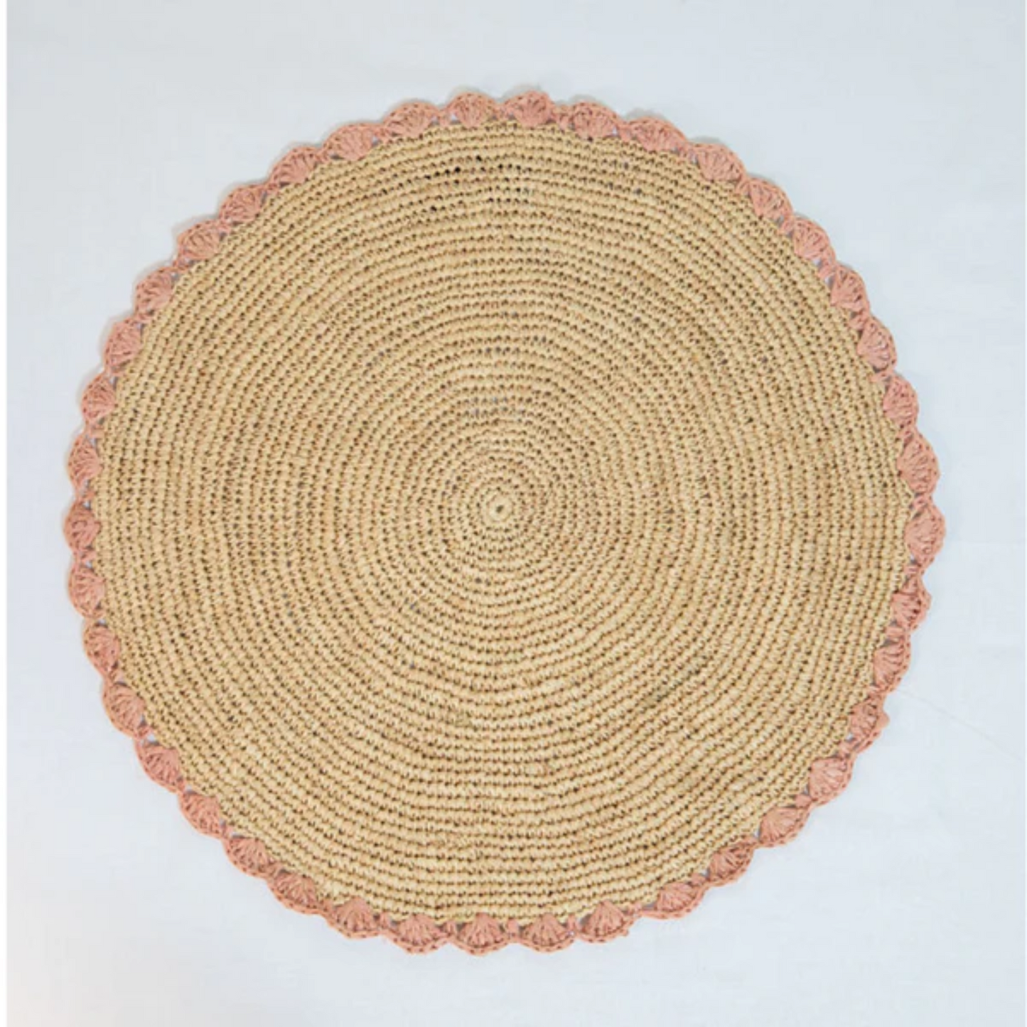 Aura Pink edge placemat, Woven raffia tabletop - Tampa Home & Garden Store