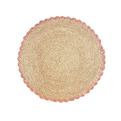 Aura Pink edge placemat, Woven raffia tabletop - Tampa Home & Garden Store
