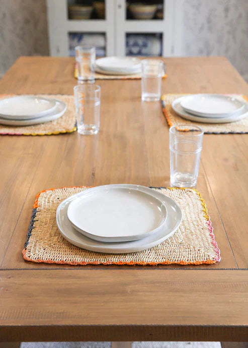 Aura raffia tabletop, colorful edge placemat - Tampa Home & Garden Store