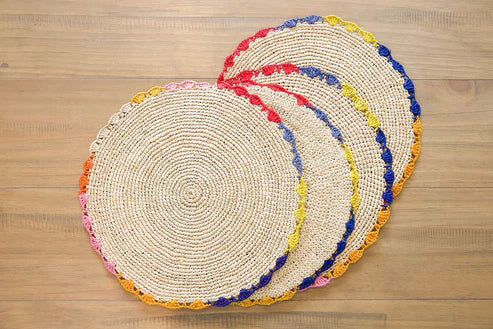 Aura raffia tabletop, colorful edge placemat - Tampa Home & Garden Store