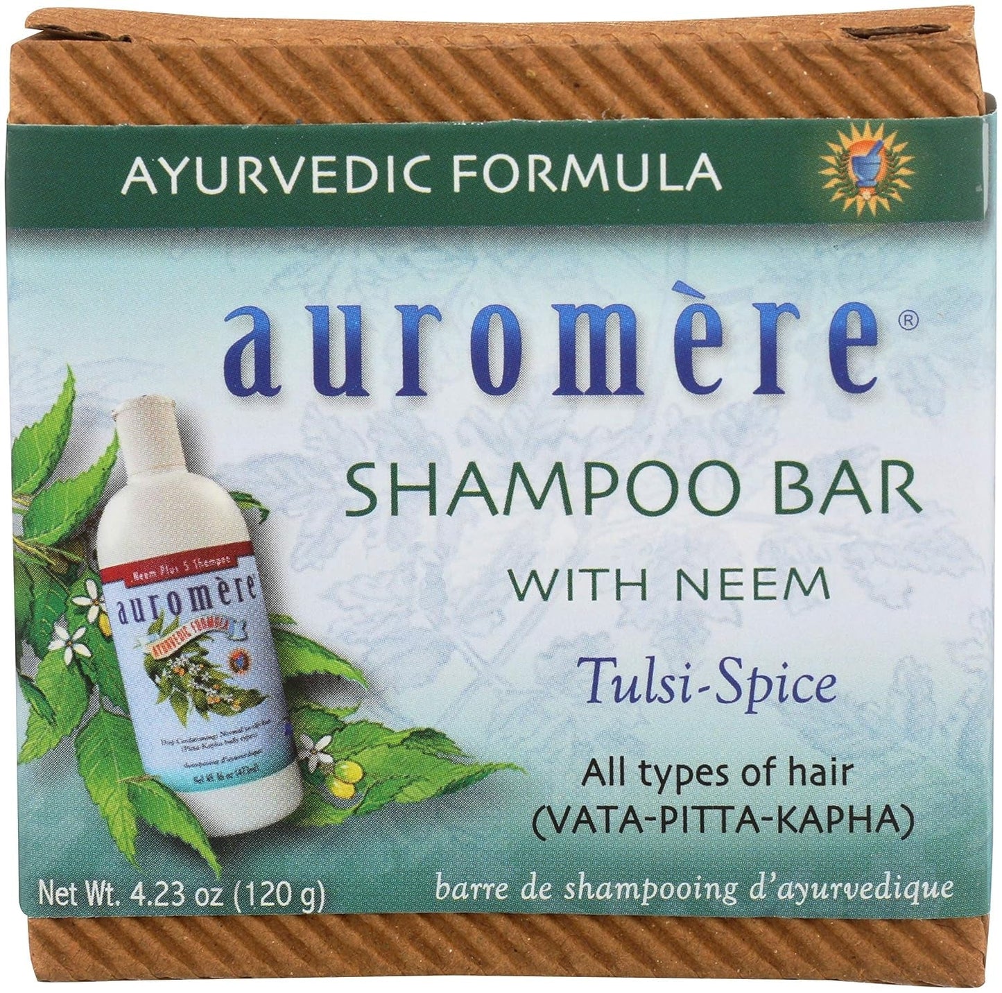 Auromère Ayurvedic Shampoo Bar – Tulsi-Spice | All-in-One Hair & Body Soap | Vegan, Zero-Waste, Neem & Herbal Formula (4.23 oz) - Tampa Home & Garden Store