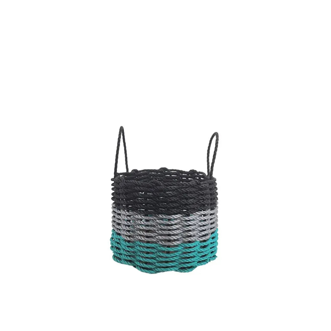 Authentic Maine Lobster Rope Storage Basket Teal, Gray, Black