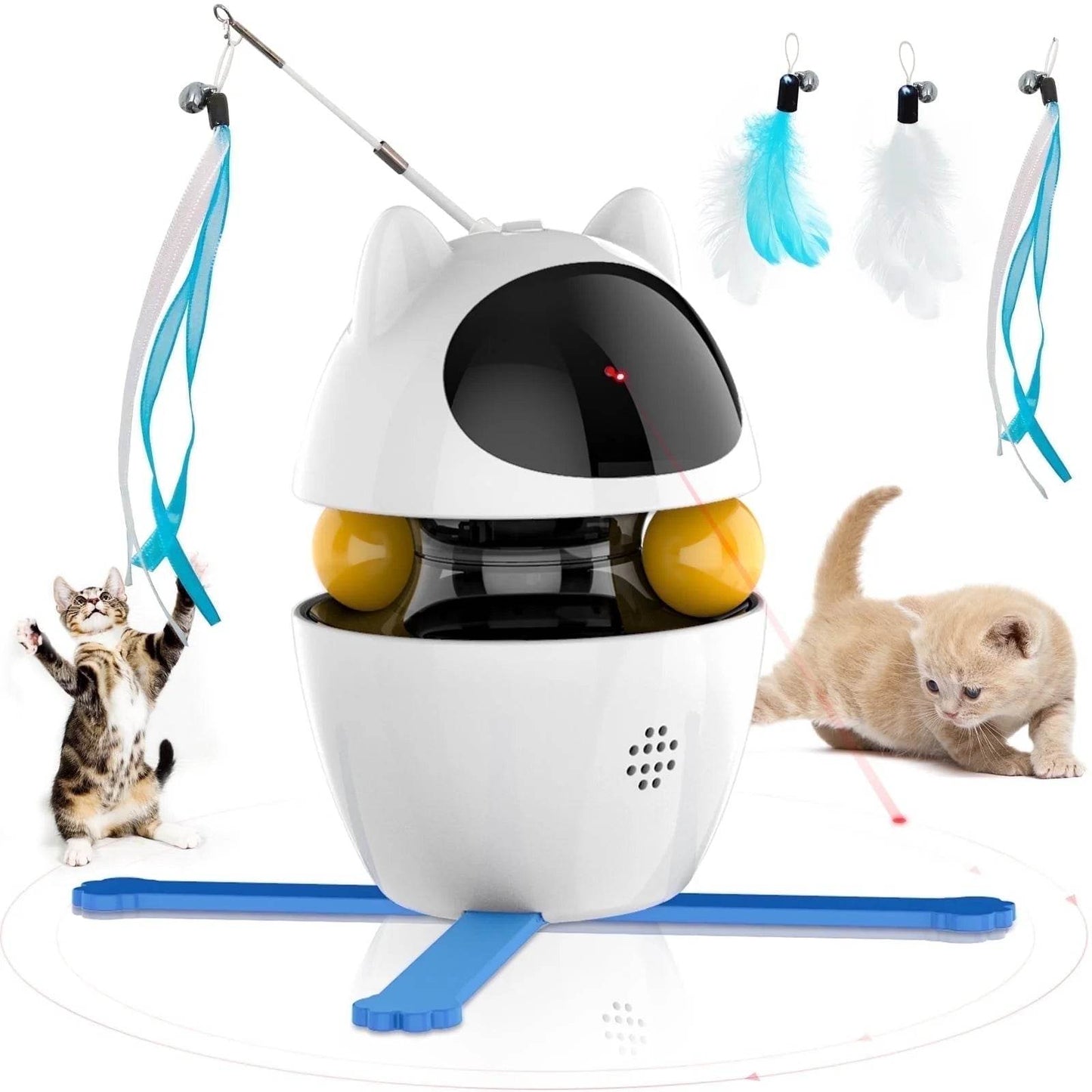 Automatic 3 in 1 Interactive Cat Toy with Laser and Feather for Indoor - Tampa Home & Garden Store