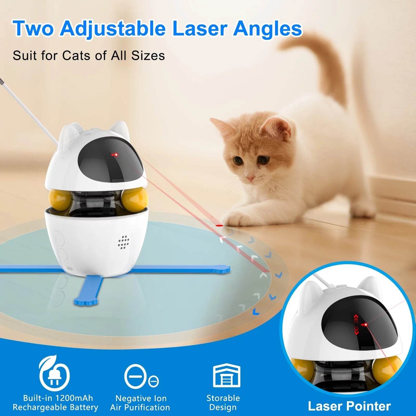 Automatic 3 in 1 Interactive Cat Toy with Laser and Feather for Indoor - Tampa Home & Garden Store