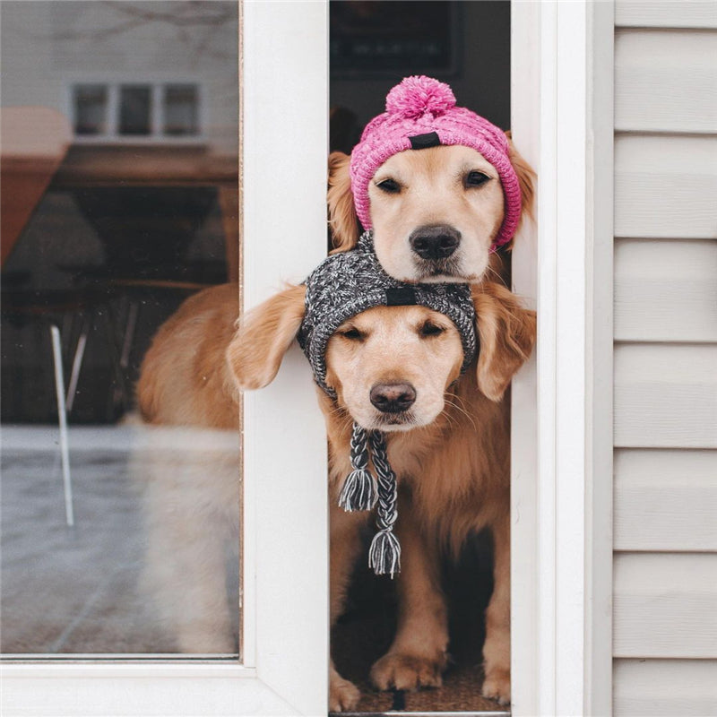 Autumn Winter Warm Knitted Pet Hats With Fluffy Ball - Tampa Home & Garden Store