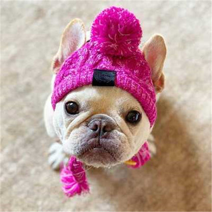 Autumn Winter Warm Knitted Pet Hats With Fluffy Ball - Tampa Home & Garden Store
