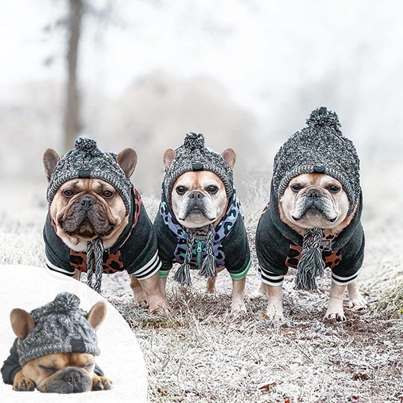Autumn Winter Warm Knitted Pet Hats With Fluffy Ball - Tampa Home & Garden Store