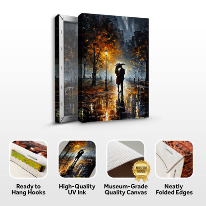 Canvas Print Autumn Embrace by Tailored Canvases, 3-panel crafting canvas with couple under lamps on Tampa Home & Garden Store