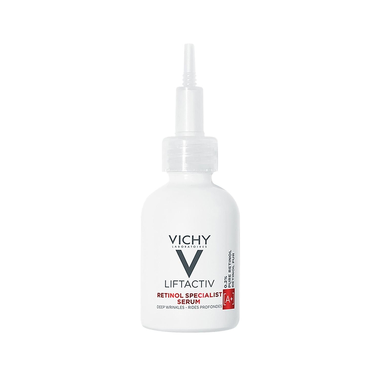 Vichy Liftactiv Retinol Specialist Serum bottle with white opaque packaging and pump top on Tampa Home & Garden Store