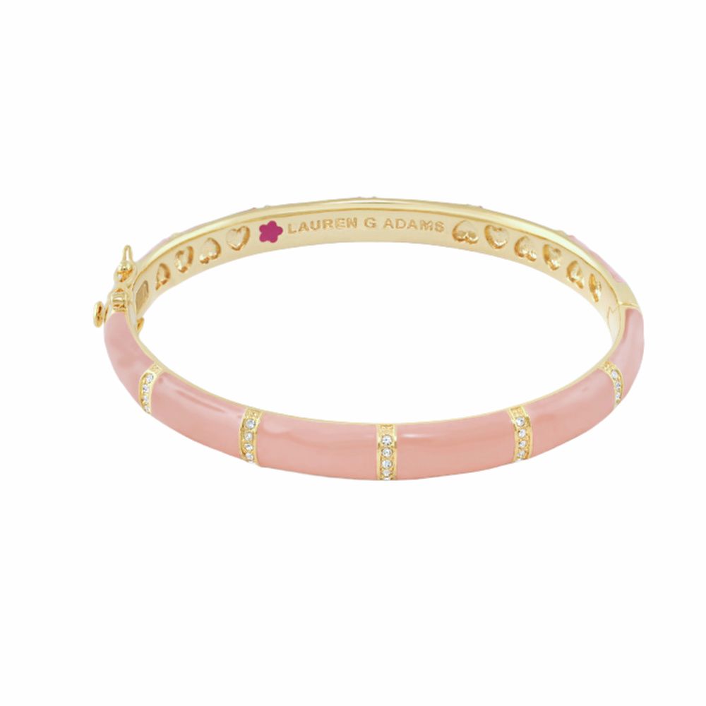 Santa Barbara Bangle pink enamel with gold-tone segments and crystals Lauren G Adams on Tampa Home & Garden Store