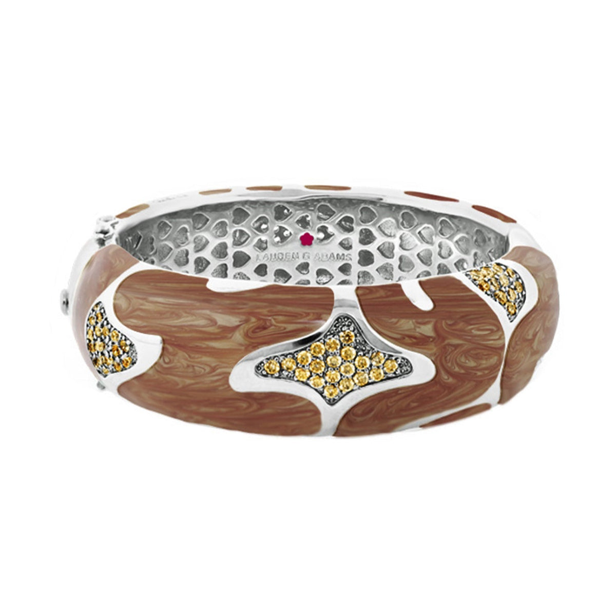 Swirl Tattoo Bangle by Lauren G Adams in brown wood swirl with yellow crystals on Tampa Home & Garden Store