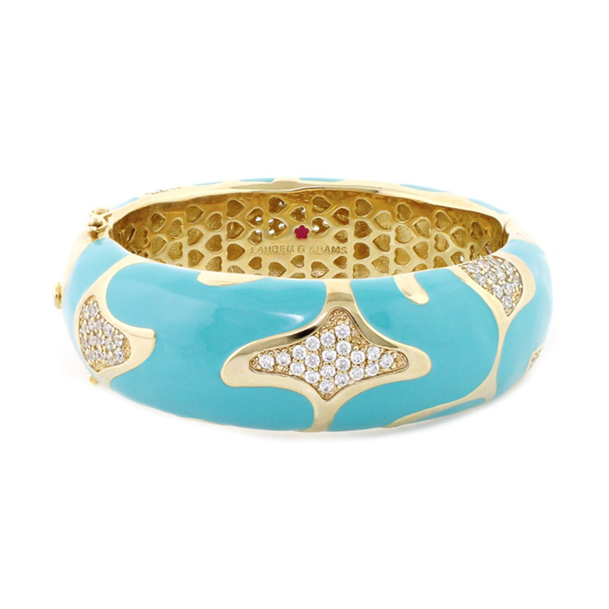 Swirl Tattoo Bangle by Lauren G Adams turquoise enamel with pavé crystals, hinged safety lock on Tampa Home & Garden Store