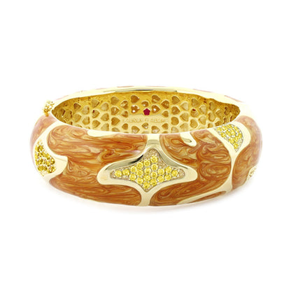 Swirl Tattoo Bangle by Lauren G Adams, hinged bracelet with brown swirls yellow crystals on Tampa Home & Garden Store