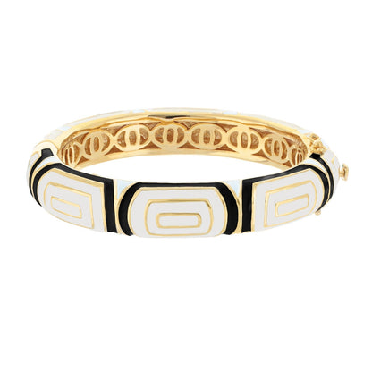 Modern Art Bangle enamel bracelet, gold-tone geometric panels, Lauren G Adams on Tampa Home & Garden Store