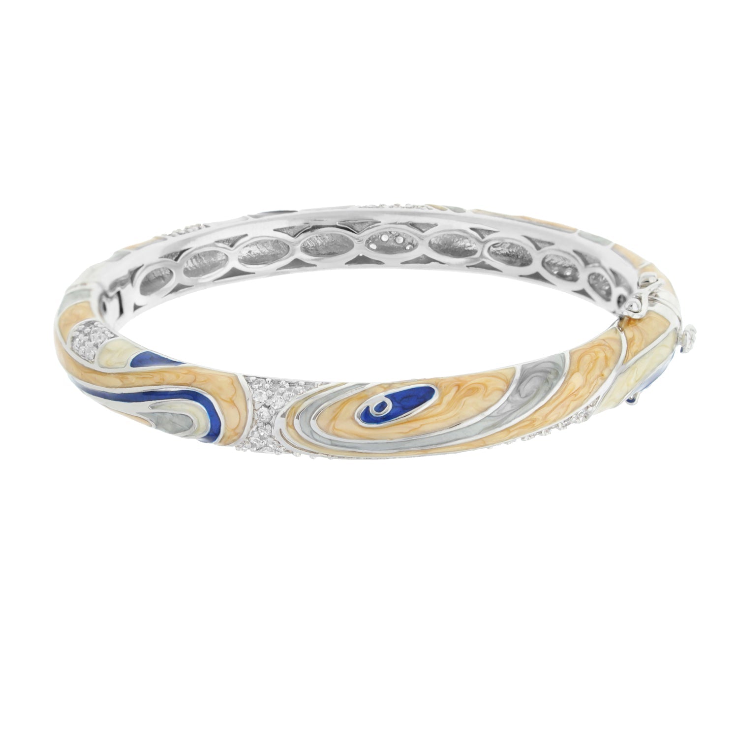 Signature Swirl Bangle, multicolor enamel with pavé accents, hinged safety lock by Lauren G Adams on Tampa Home & Garden Store