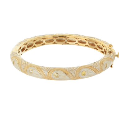 Tear Drop Bangle Lauren G Adams, gold-tone bracelet with cream enamel and crystal accents on Tampa Home & Garden Store