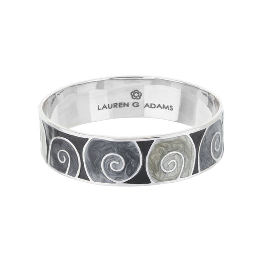 Signature Swirl Slip-On Bangle bracelet with black gray enamel swirls Lauren G Adams on Tampa Home & Garden Store